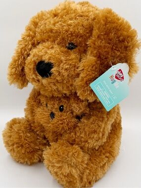 HugMe 12” Huggable Brown Puppy Plush Toy - Soft Tan Dog Stuffed Animal